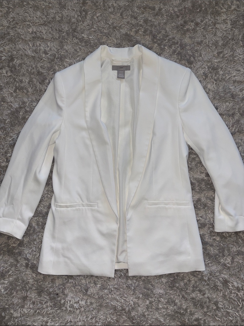 H&M White Open-Front Shawl Collar Blazer